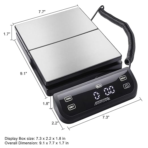 Accuteck 8880 High Accuracy Digital Shipping Scale and Postal Scale, 0.1oz Precision (Stainless Steel with Touch Screen, 150LB)