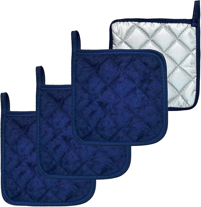4 Pack Pot Holders for Kitchen Clearance Oven Potholders Sets for Kitchens Hot Pads for Kitchen Countertops Heat Resistant Blue