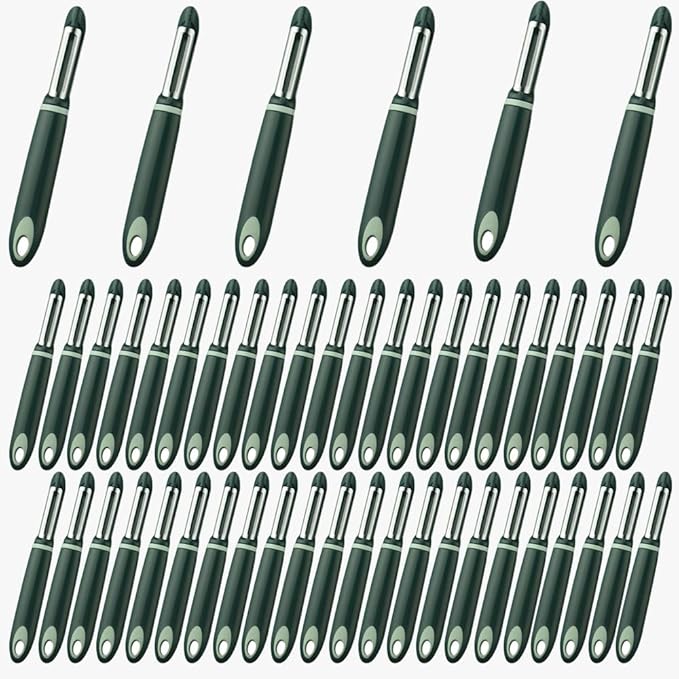 50 Pack Vegetable Potato Peeler for Kitchen,Ergonomic Soft-Touch Handle-Black (Aquamarine, 50 Pack)