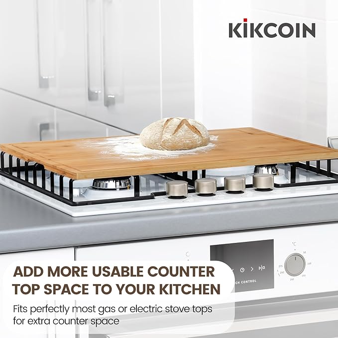 Kikcoin Bamboo Cutting Boards for Kitchen, 3XLarge Wood Cutting Board with Rotating Kickstand & Juice Groove, Wooden Chopping Board for Meats Veges Fruits, Heavy Duty Serving Tray, 24 x 18 inch