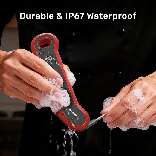 Digital Meat Thermometer - 0.5 Sec Instant Read Meat Thermometer Digital, Kitchen Thermometer Precise ±0.5℉, IP67 Waterproof, Large Bright LED Display, for BBQ/Grill/Cooking/Candy (S1)