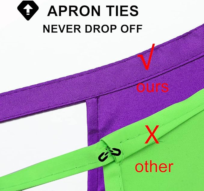 Purple Color Plain Bib Aprons Bulk for Women Men Adult-Unisex Aprons with 2 Front Pockets,Size24 X28 Kitchen Cooking Server Painting Aprons(Purple-15PCS)