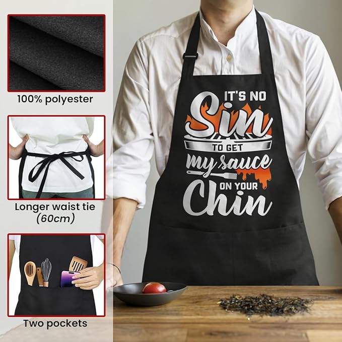 SANDJEST Funny Apron for Dad - Birthday Father’s Day Cooking Grilling Gifts for Mens