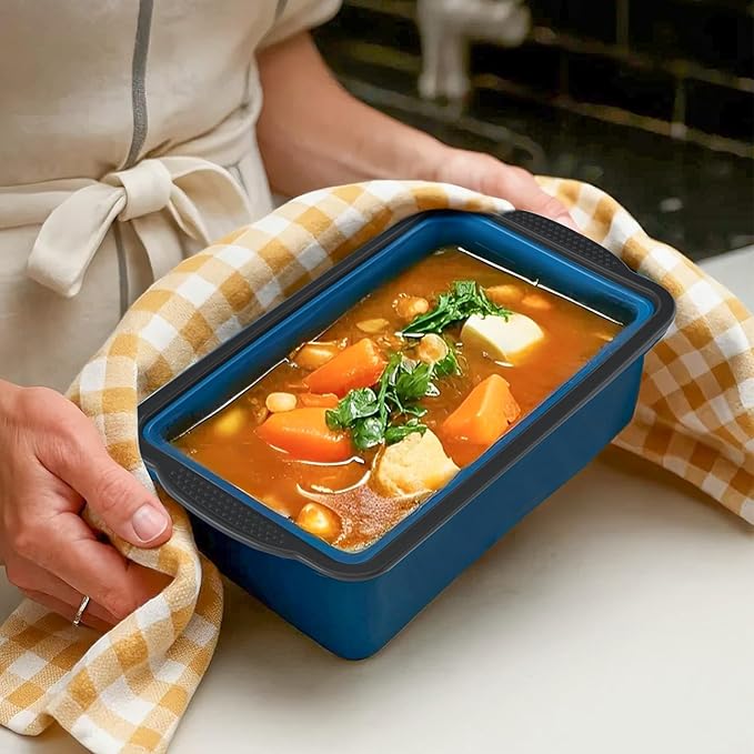 GORCI Silicone Freezer Tray With Lid, 2 Large 4 Cup Large Soup Freezer Molds Container for Meal Prepping, Ice Cube Tray, Perfect for Storing Leftovers, Sauces, Lasagna, 2-Pack