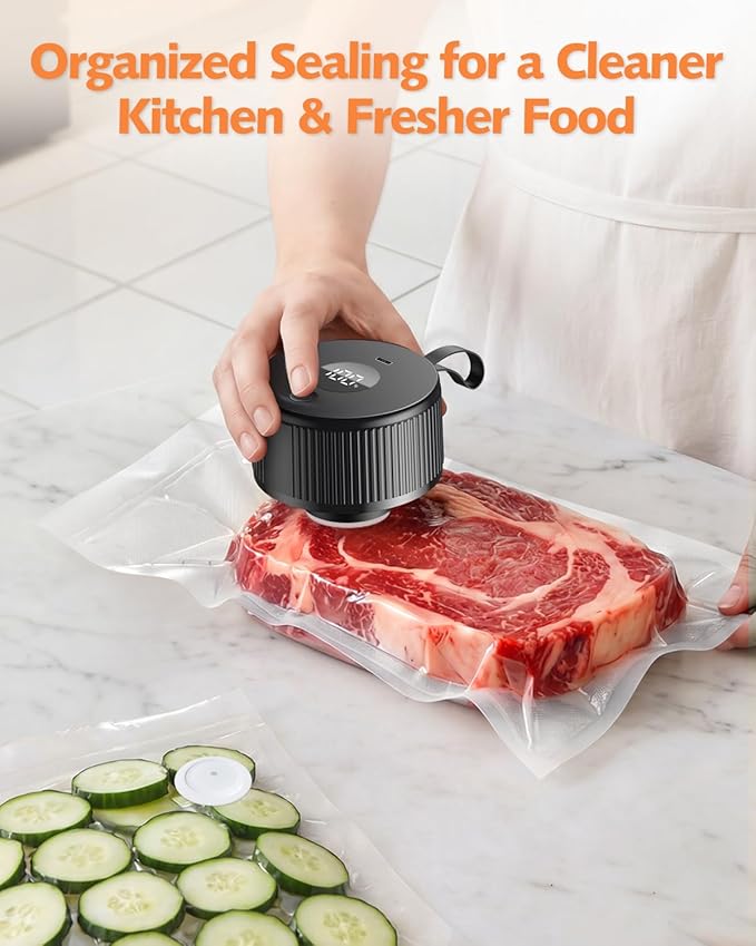 Electric Mason Jar Vacuum Sealer, [2026 Upgraded] One-Piece Handheld Vacuum Sealer Kit for Wide & Regular Mouth Jars, Portable Cordless Sealer for Food Storage, Homesteading & Meal Prep