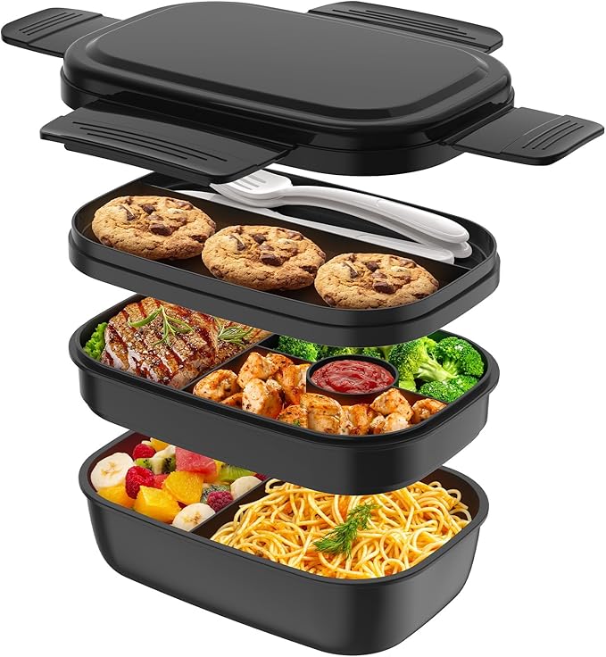 HOMETALL Bento Box Adult, Lunch Box Containers for Men Women with 8 Compartments, Lunch Containers with Utensils, 51 OZ/1900ML, Microwave & Dishwasher Safe