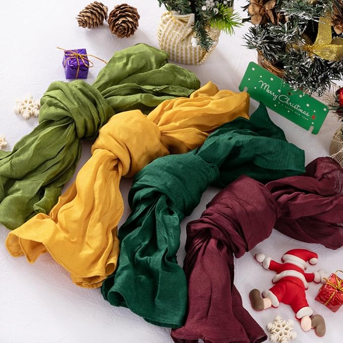 DeZerlor 20 Pack Fall Cheesecloth Napkins Washable Christmas Cloth Napkins Set of 20 Cotton Dinner Table Napkins Bulk 21x21 Inches for Thanksgiving Xmas Wedding Bridal Baby Shower Party Decor