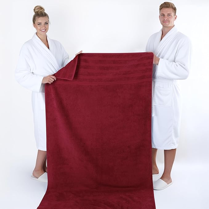 American Soft Linen 35x70 Jumbo Large Bath Towel, 600 GSM 100% Cotton Turkish Bath Sheet, Oversized Luxury Bath Towel for Bathroom Beach and Pool, Bordeaux