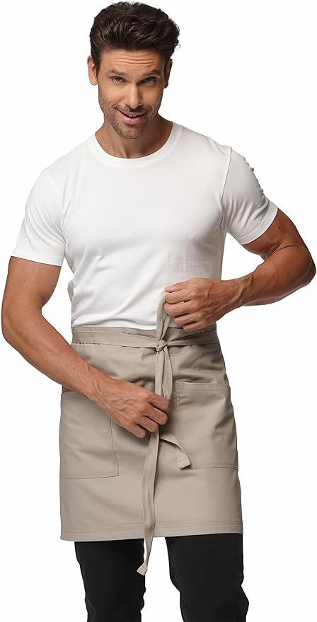 Unisex Waist Apron Half Bistro Apron Server Aprons with Pockets Waterproof 4251BY