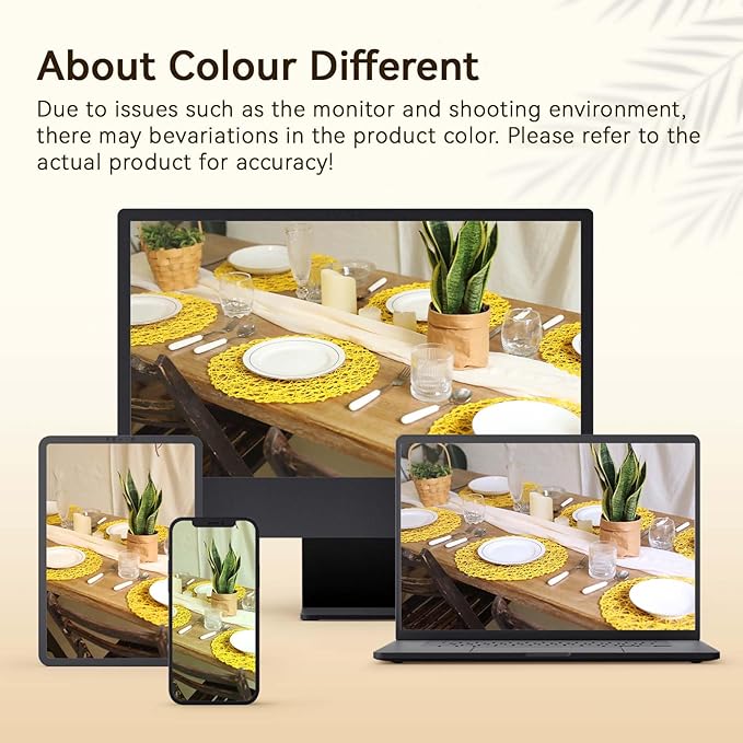 AHHFSMEI Paper Braided Round Placemats Set of 8 Natural Non-Slip Heat Resistant Table Mats for Dining Tables Woven Indoor Outdoor Place mats for(Yellow,8)