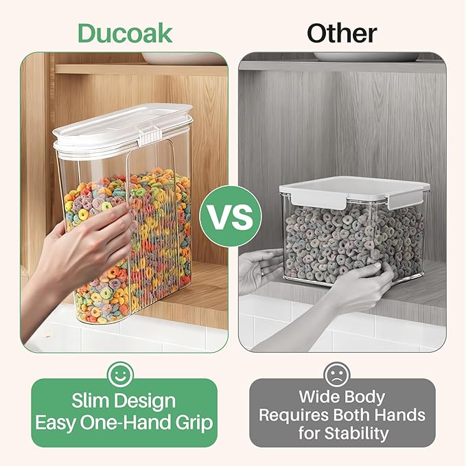 Cereal Containers Storage, 3 PCS PET Airtight Food Storage Containers With Lids (4L/135.2oz) For Kitchen Pantry Cabinet Organization, Plastic Clear BPA-Free Canister Set For Dry Food Flour Sugar Rice