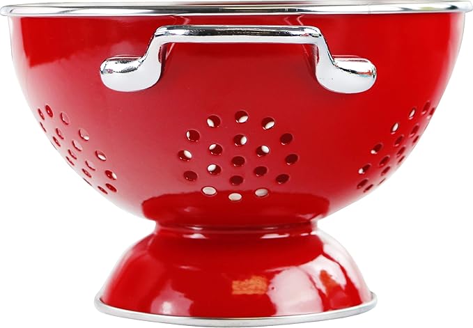 Calypso Basics by Reston Lloyd Powder Coated Enameled Colander, 1 Quart, Red