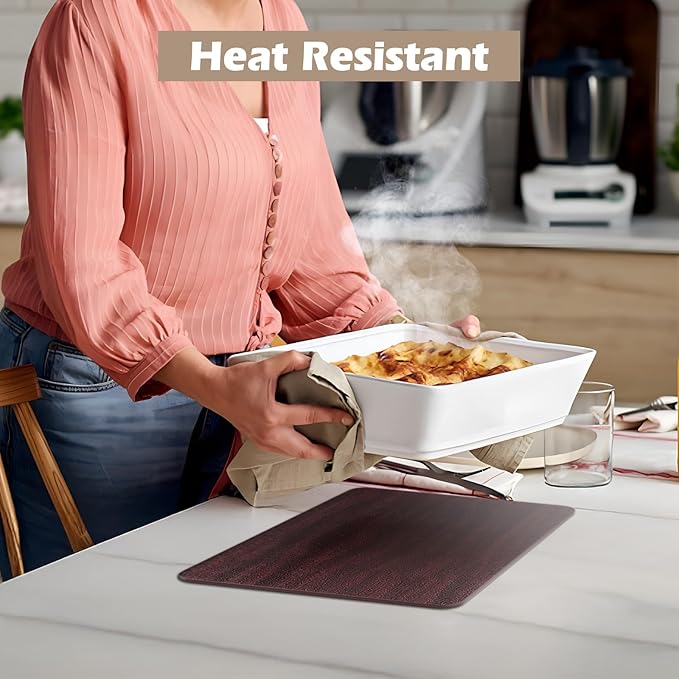Aofmee Faux Leather Placemats Set of 6 - Waterproof - Wipeable - Washable - Heat Resistant - Anti Slip Stain Resistant Kitchen Dining Table Place Mats, Suitable for Indoor & Outdoor Use, Easy to Clean