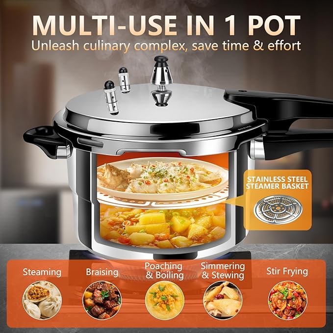 pressure cooker 6 qt Aluminum Pressure Cooker, All Stovetops Induction Compatible Thickened Pressure Cooker with Spring ollas de presión para cocinar 6+ quart