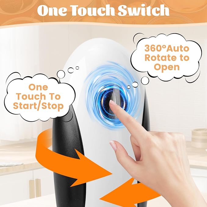 Electric Can Opener,USB Rechargeable Can Opener,One-Touch Cordless Can Opener,Smooth Edge,Hands Free,Food Safety,Kitchen Gadget Battery Operated,Automatic Can Openers for Seniors