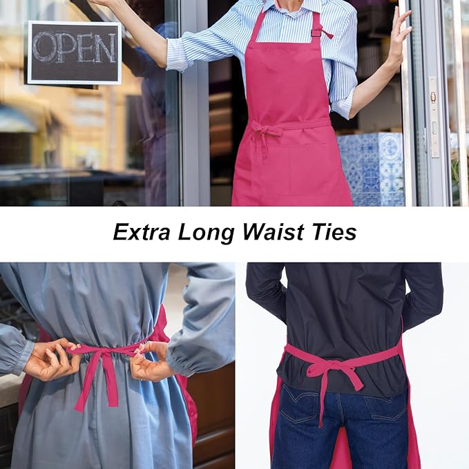 15 Pcs Adult Aprons Bulk with Pockets Adjustable Bib Chef Apron for Women Men Painting Cooking Crafting (S/L)