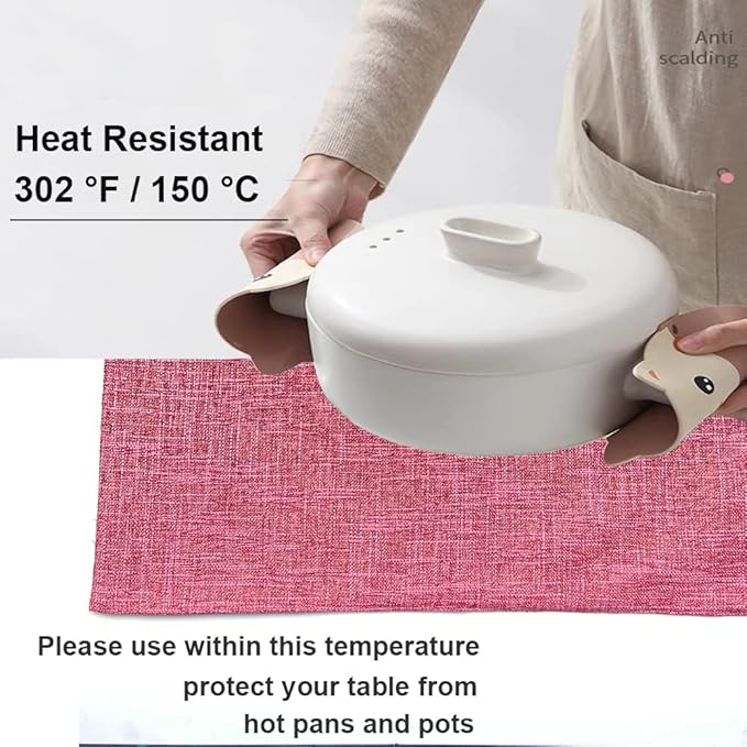 Weabetfu Cloth Placemats Set of 4 Heat Resistant Dining Table Placemmats Cotton Linen Machine Washable Kitchen Table Mats Wrinkle Free Thick Fabric Place Mat,Easy to Clean,13"x19"