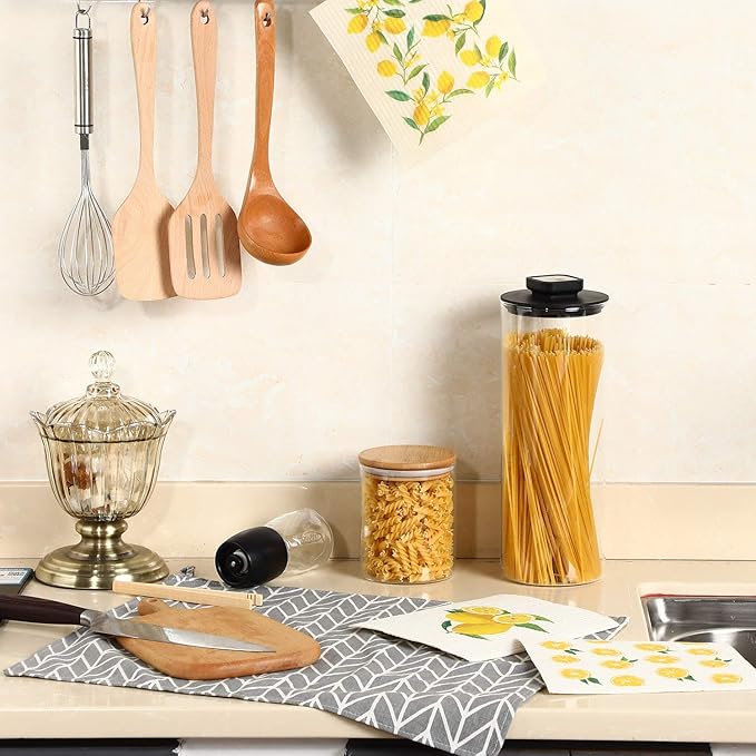 Boao Set of 6 Lemon Kitchen Dishcloths Cleaning Cloths Absorbent Cloth No Odor Reusable Dish Towel for Kitchen, Hand, Counter Wipes Practical Gifts