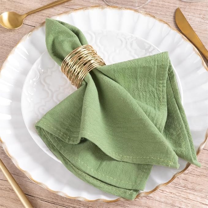 MLMW Sage Green Cloth Napkins Set of 6 Cotton Linen Spring Easter Napkins Cloth Bulk Washable Dinner Napkins 16"×16" for Wedding Baby Bridal Shower Birthday Garden Party Table Decor