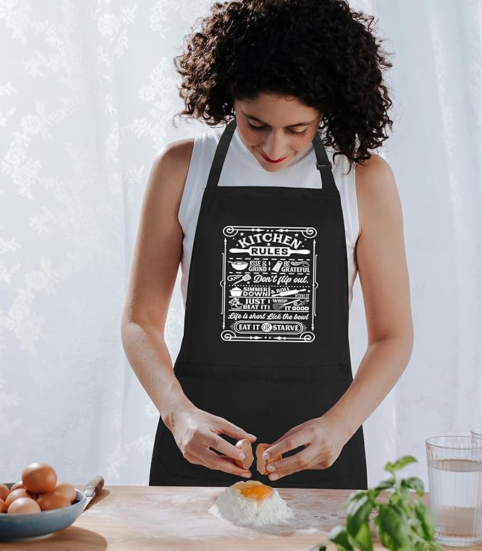 Funny Aprons for Women with Pockets, Cute Cooking Baking Kitchen Aprons for Mom Chef, Gifts for Birthday Christmas