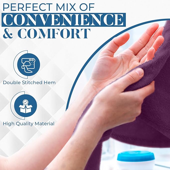 DAN RIVER 6-Pack Premium Hand Towels (16x28 Inches) - 100% Cotton, Ultra Soft, Lightweight, Highly Absorbent Towels for Bathroom, Spa, Gym, Salon, Hotel, and Travel - Purple Passion