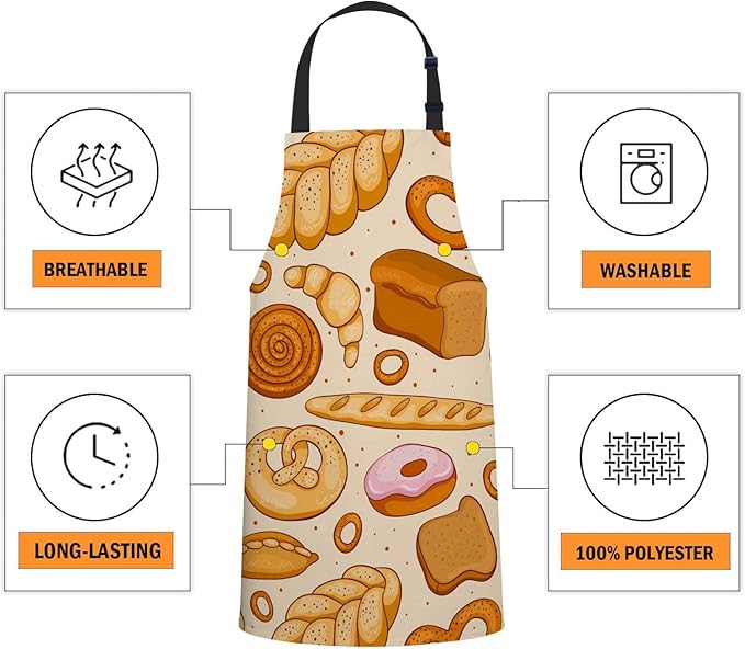 oFloral Different Bread Apron Chefs Apron, Cooking and Baking Apron for Men and Women, Kitchen Aprons, Butchers Apron, BBQ & Catering Bibs