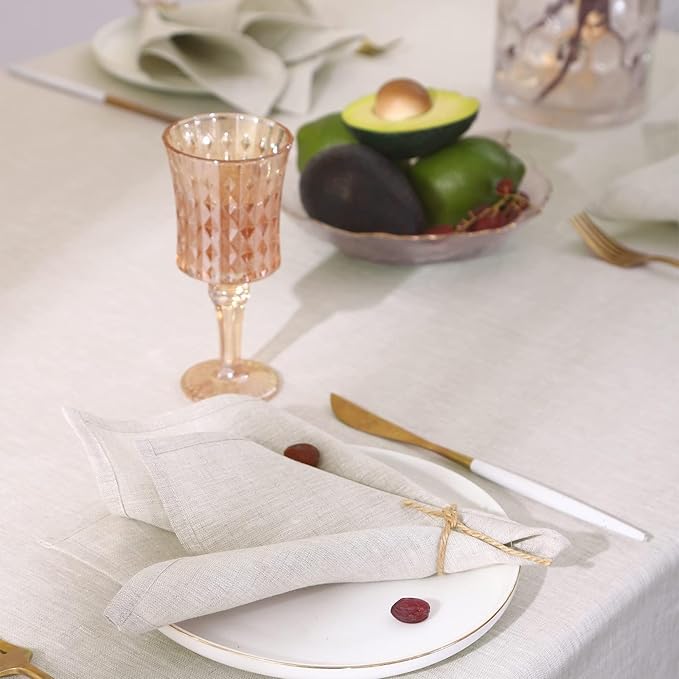 Simple&Opulence Textured Tablecloth 100% Linen Table Cloth, Kitchen Dinning Tabletop Decoration, for Outdoor and Indoor Use (Basic Linen, 60"×104")