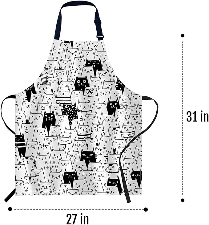 oFloral Cute Cats Apron Chefs Apron, Cooking and Baking Apron for Men and Women, Kitchen Aprons, Butchers Apron, BBQ & Catering Bibs, 27 X 31 Inch