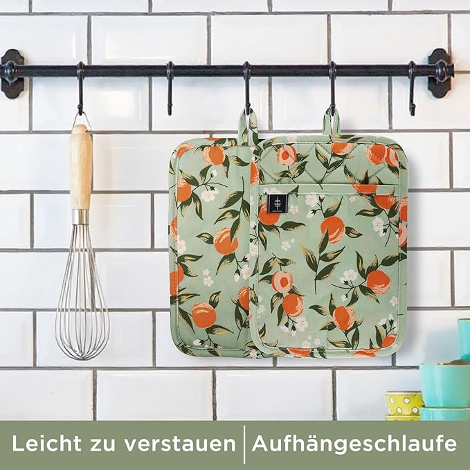 BONTHEE Pot Holders for Kitchen Heat Resistant Hot Pads for Countertops Oven Pot Holders Cotton Potholders for Kitchen Cooking Baking - 2PCS