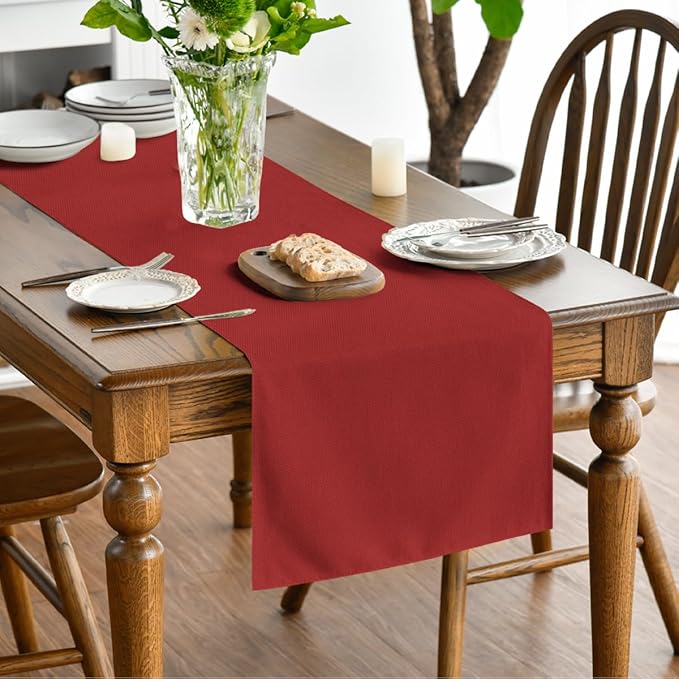 Artoid Mode Red Table Runner, Seasonal Christmas Washable Kitchen Dining Table Decoration for Home Party Decor 13x48 Inch