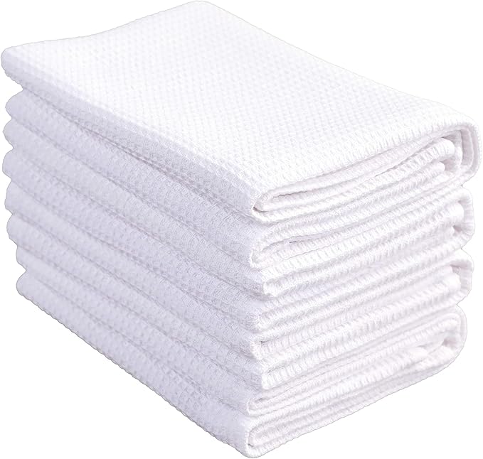 PY HOME & SPORTS Dish Towel Set, 100% Cotton Waffle Weave Kitchen Towels 4 Pieces, Super Absorbent (17 x 25 Inches, Set of 4)
