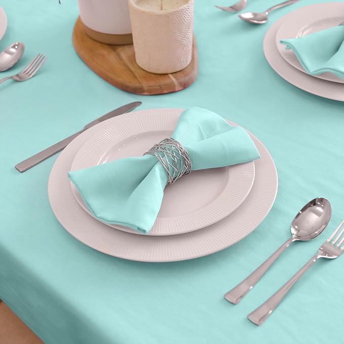 Encasa XO Egg Blue Cloth Napkins Set of 6, 17"x17" | Solid Color Cotton Dinner Napkins | Washable & Reusable Wedding Napkins for Holiday Dinners, Party, & Everyday Table Decor