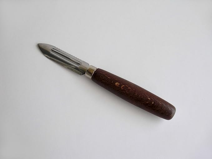 Tredoni 2.8" Vegetable Peeler Scraper & Core Extractor - Potato/Carrot/Apple Peeler - Wooden Handle, 7cm Inox Italian Stainless Steel