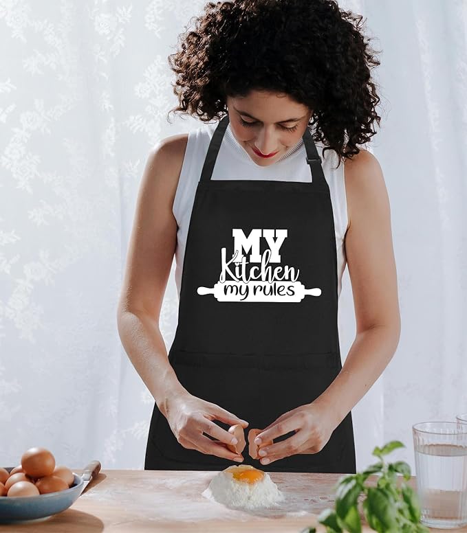 Funny Aprons for Women with Pockets, Cute Cooking Baking Kitchen Aprons for Mom Chef, Gifts for Birthday Christmas