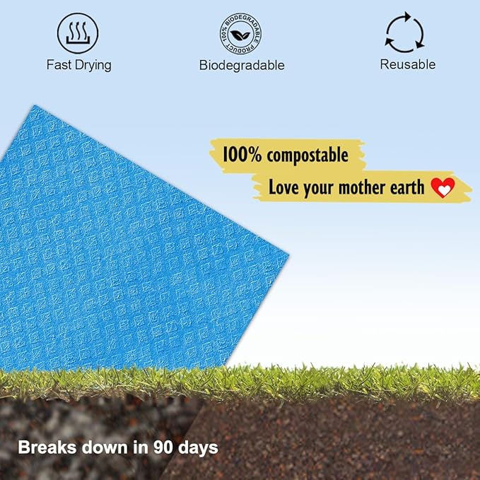 MoLKENE Swedish Dishcloths, Reusable Soft Kitchen Towels, Absorbent Sponge Cleaning Cloths, Washable Quick Drying, 6 Pack, Assorted