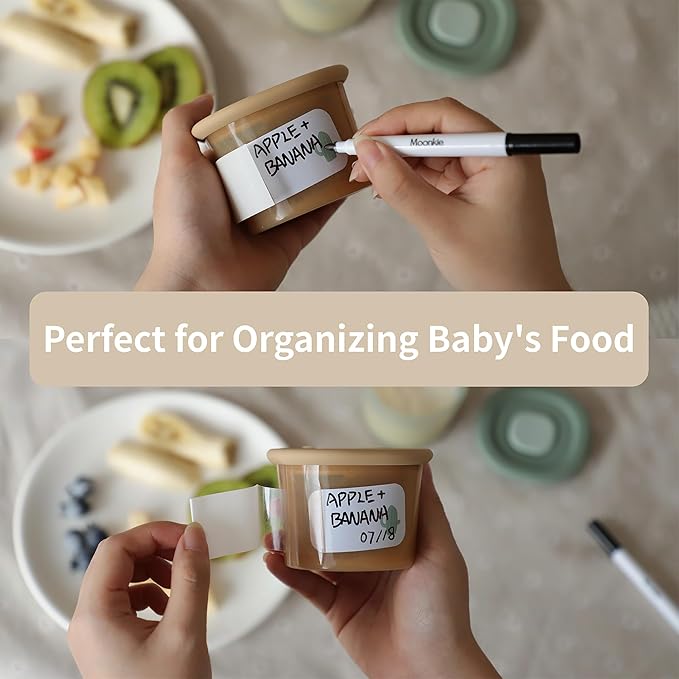 Moonkie Silicone Baby Food Containers | 4 oz Baby Food Storage Jars with Airtight Lids | Reusable Baby Food Jars, Freezer,Microwave and Dishwasher Safe, Perfect for Infant & Toddler