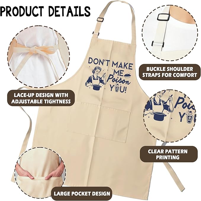 Funny Aprons for Women - Baking Gift for Women, Mothers Day Christmas Birthday Gifts, Perfect for Cooking, Bartending