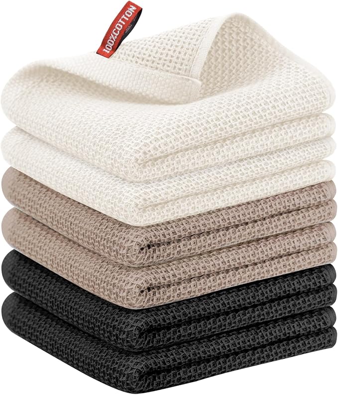 Nialnant 6 Pack Kitchen Hand Towels,100% Cotton Dish Towels for Kitchen,Extra Soft & Absorbent Dish Cloths for Washing Dishes,Cleaning Rags-13x28 Inches
