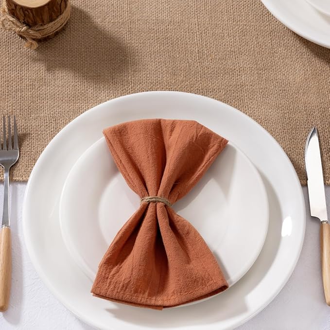 MLMW Terracotta Cloth Napkins Set of 6 Linen Dinner Cotton Spring Easter Napkins Cloth Bulk Washable Napkins16×16" for Wedding Party Baby Bridal Shower Birthday Table Decor