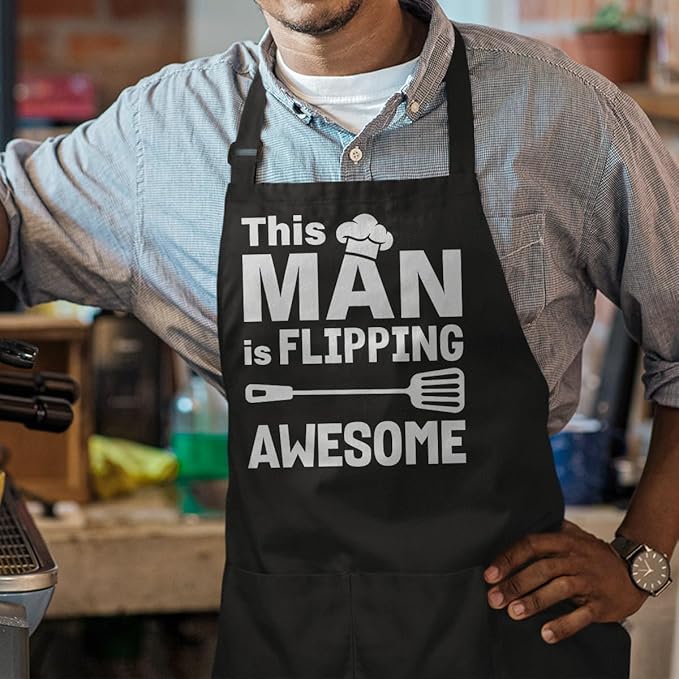 SANDJEST Funny Apron for Dad - Birthday Father’s Day Cooking Grilling Gifts for Mens