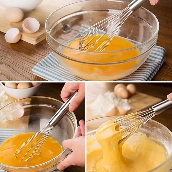 12 inch stainless steel whisk -professional egg beater - kitchen tools - dishwasher usable - suitable for baking, whipping cream, mixing dough, and cocktail making