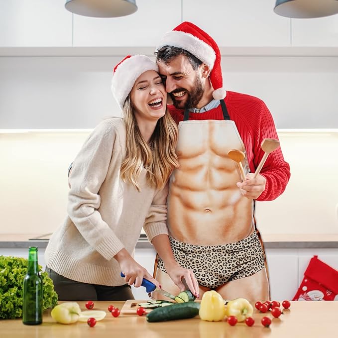 Funny Men Cooking Grilling Aprons Muscles Guy BBQ Funny Gag Gifts for Christmas, White Elephant Gift Exchange (Muscleman 2, One Size)