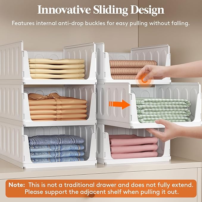 Lifewit 20 Pack Stackable Closet Organizers and Storage Basket for Clothes, Plastic Sweater Storage Bins for Wardrobe, Multifunctional Pants Organizer for RV, Pantry, Kitchen, Dorm, 32 cm/12.6 inch(L)