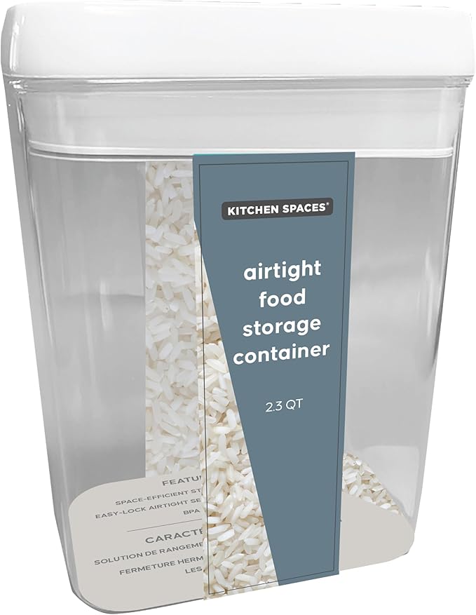Kitchen Spaces Airtight Food Storage Container, Rectangle, Dry Goods Organization, 2.3 Quarts