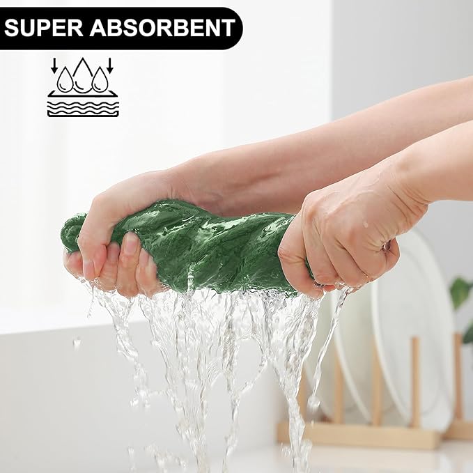 Homaxy Kitchen Towels and Dishcloths Set, 12 x 12 and 13 x 28 Inches, Set of 10 100% Cotton Waffle Weave Kitchen Towels, Super Soft and Absorbent Dish Cloths, Grass Green