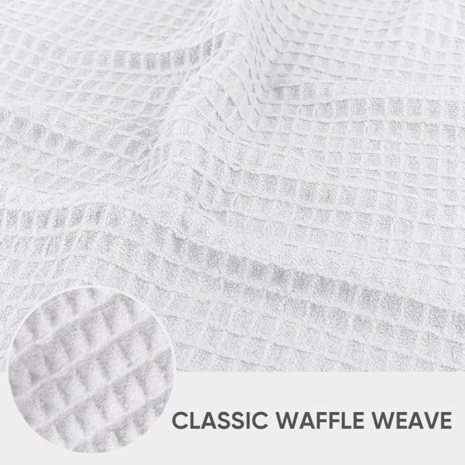 HOMEXCEL Waffle Weave Microfiber Towel, 50 Pack Lint Free Bulk Cleaning Rags, 12 x 12 Inches Barista Towels, Reusable Microfiber Cleaning Cloth for Household, Kitchen, Glass and Window, White
