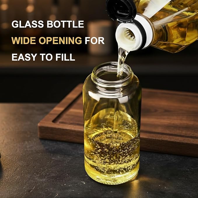 Oil Sprayer for Cooking 250ml/8.5oz 2 Pack Glass Olive Oil Spray Bottle Refillable Dispenser Oil Mister Spray Bottles for Kitchen Gadgets BBQ(Black)