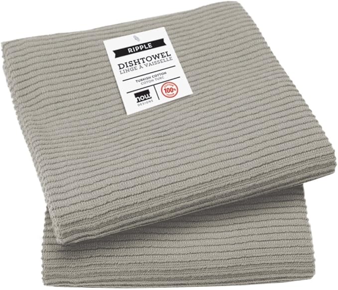 Now Designs 197422aa Ripple Kitchen Towel, Set of 2, London Grey
