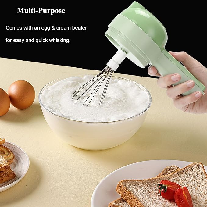 5 in 1 Electric Vegetable Chopper Set, Electric Food Processor with Egg & Cream Beater and Clean Brush, Multifunction Handheld Veggie Chopper for Salad Onion Chili Pepper Celery Meat Ginger