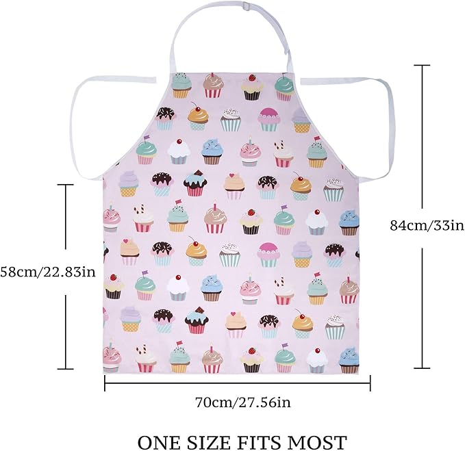 RosieLily Cute Cupcake Apron - Pink Apron for Women & Teen Girls - Kitchen Apron for Cooking, Gardening, Grilling & BBQ - Gift for Baker